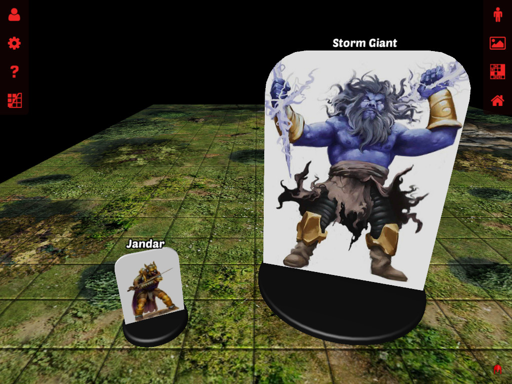 A giant attacking a fighter in 3D Virtual Tabletop